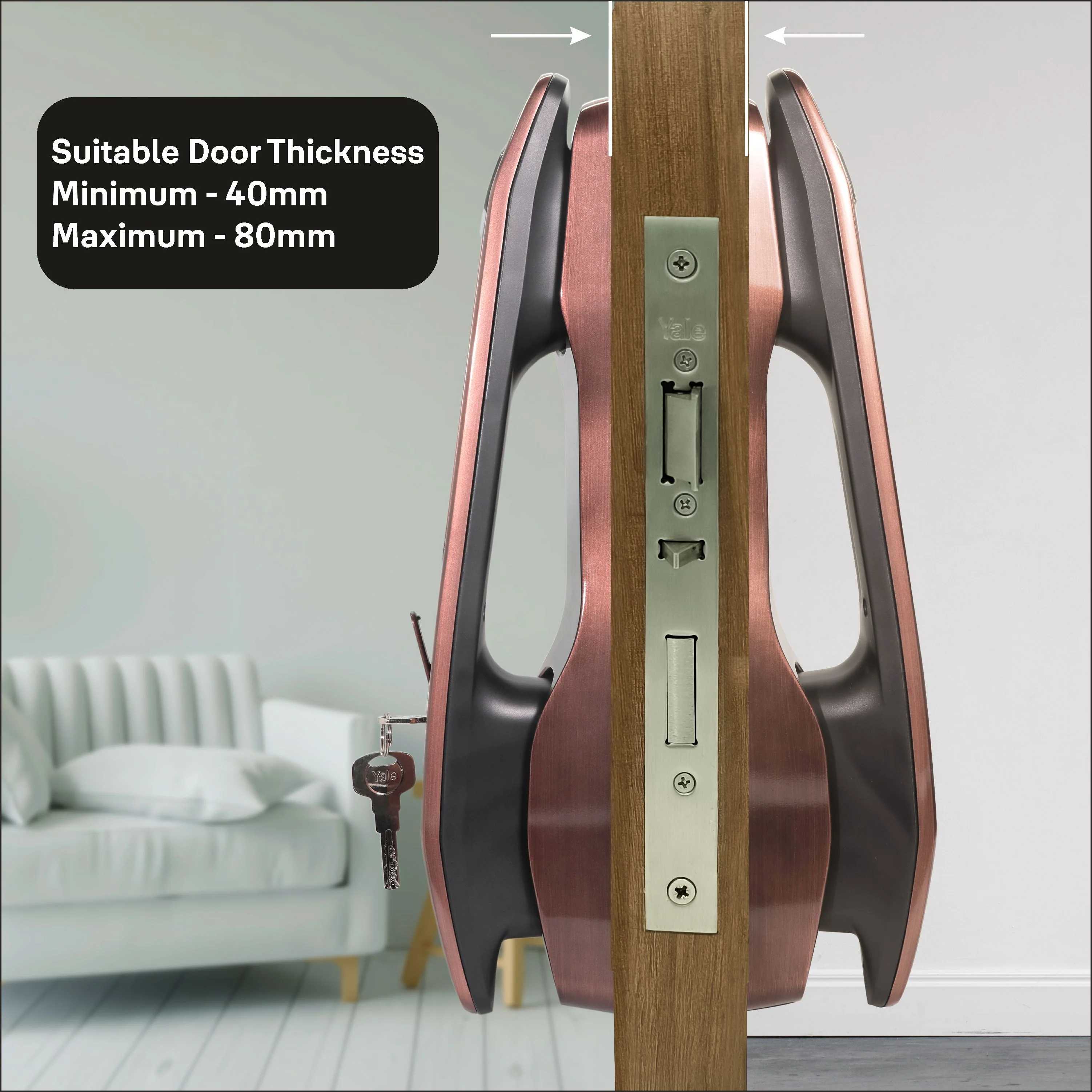 YMI 70 RB - A Series, Push Pull Smart Lock, Red Bronze (Bluetooth Module and Wifi Bridge Included) - Image 9